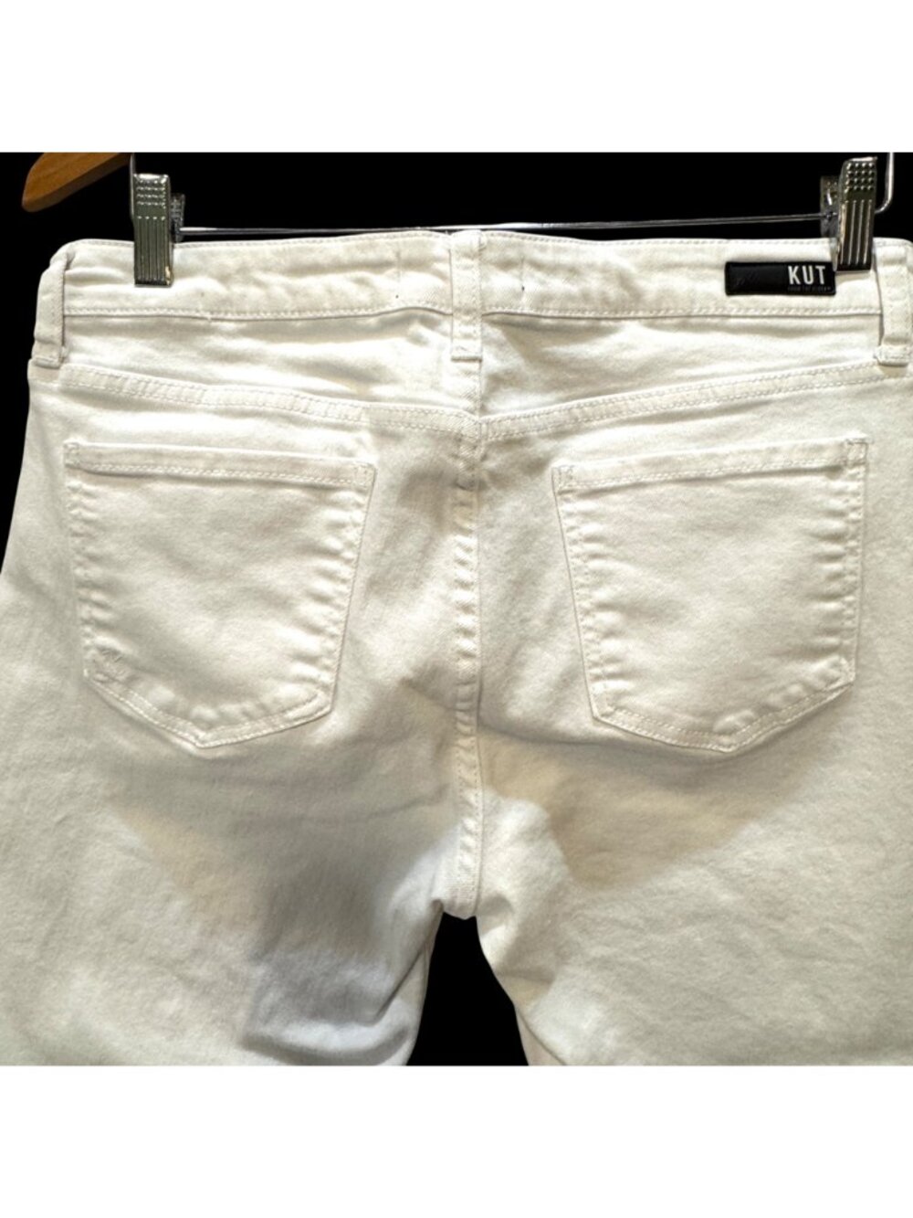 Kut From The Kloth Women's Size 10 White Straight Leg Distressed Denim Jeans - Picture 6 of 10
